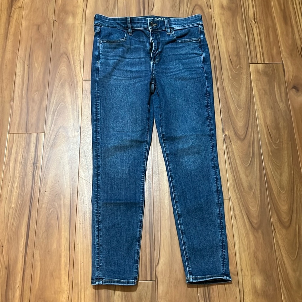 American Eagle Hi-Rise Blue Skinny Jegging Size 10 short